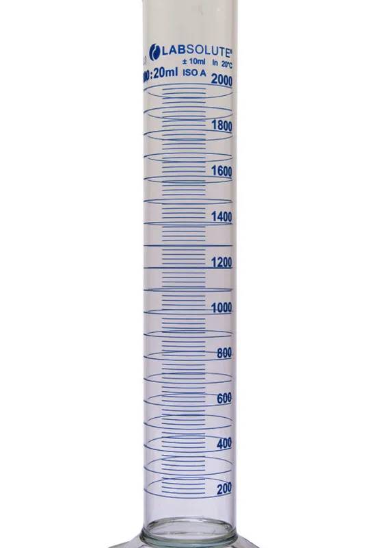 Éprouvette graduée forme haute, classe A, verre borosilicaté, graduations bleues, 2 L