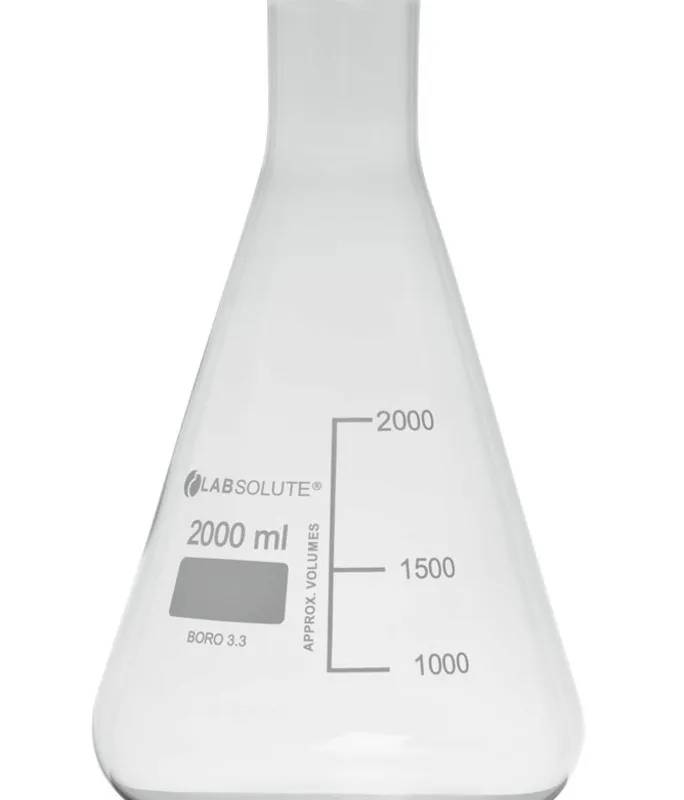 Fiole conique à col étroit graduée, 2 L — lot de 6