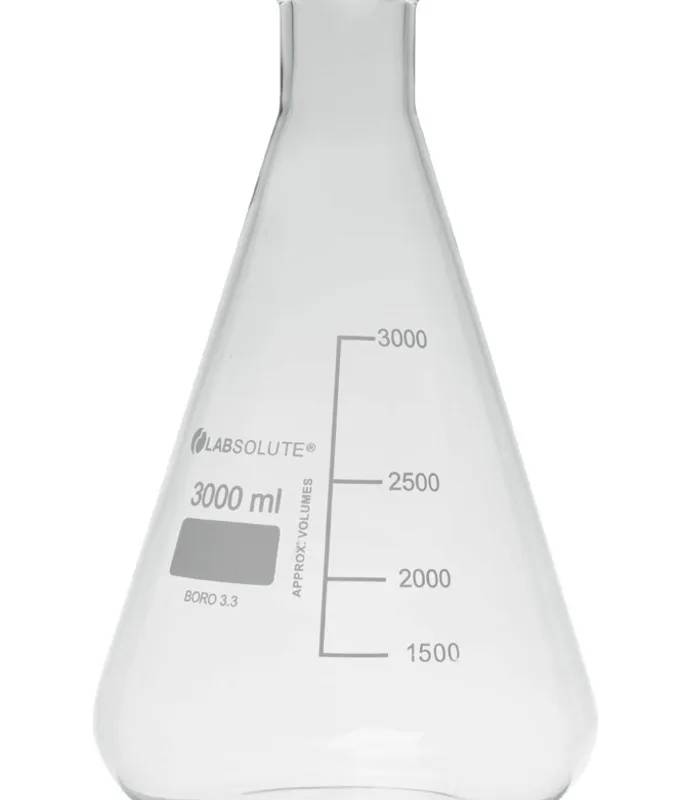 Fiole conique à col étroit graduée, 3 L — lot de 6