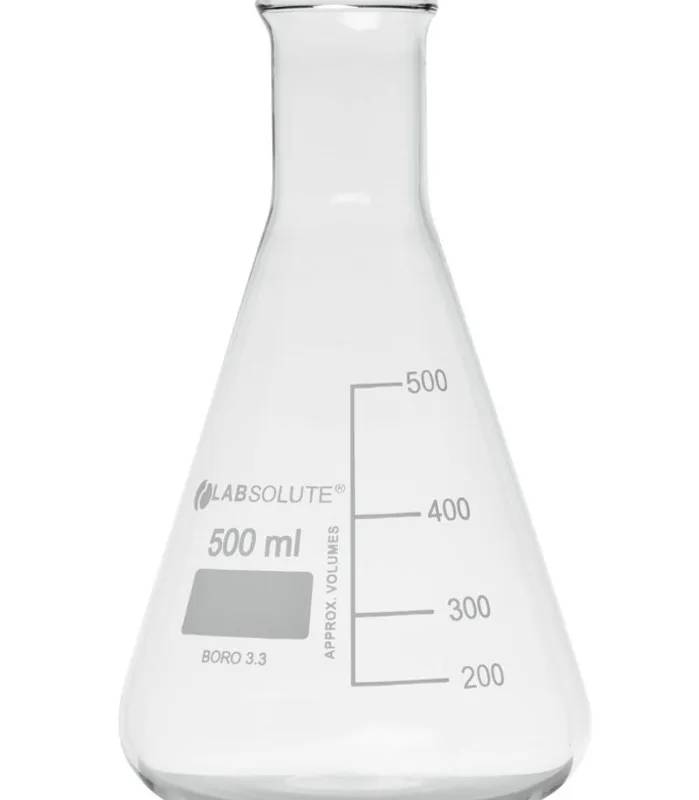 Fiole Erlenmeyer en verre borosilicaté graduée, 500 mL — lot de 10