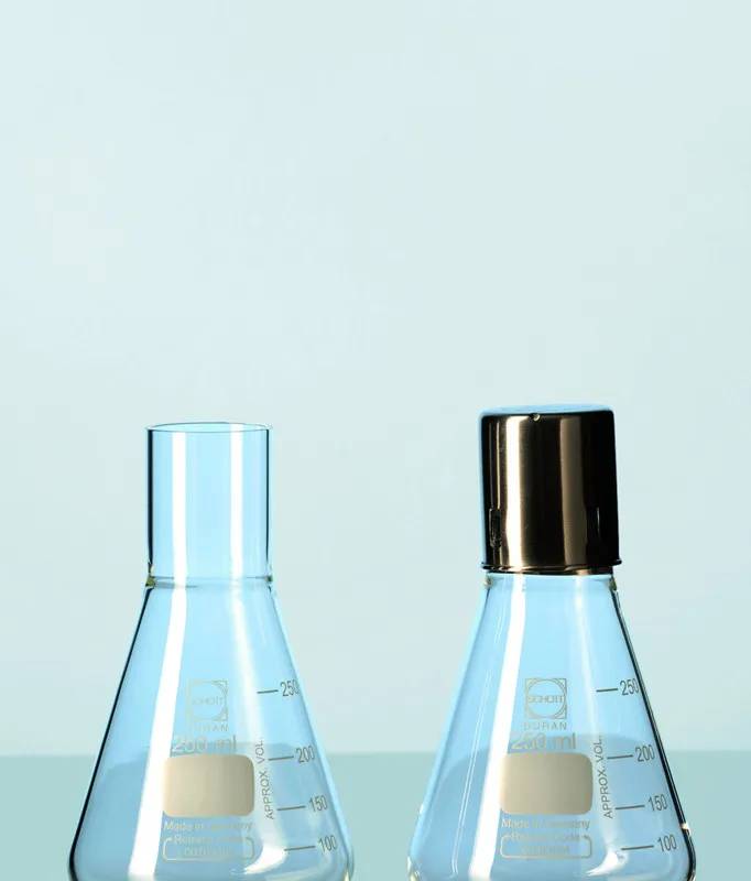 Flacon de culture en verre Duran, col droit, forme Erlenmeyer, 300 mL — lot de 10