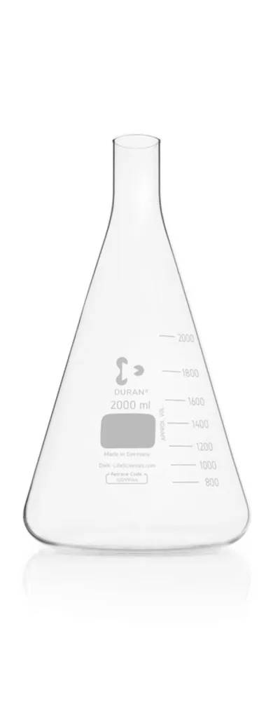 Flacon de culture en verre Duran, col droit, forme Erlenmeyer, 2 L — lot de 10