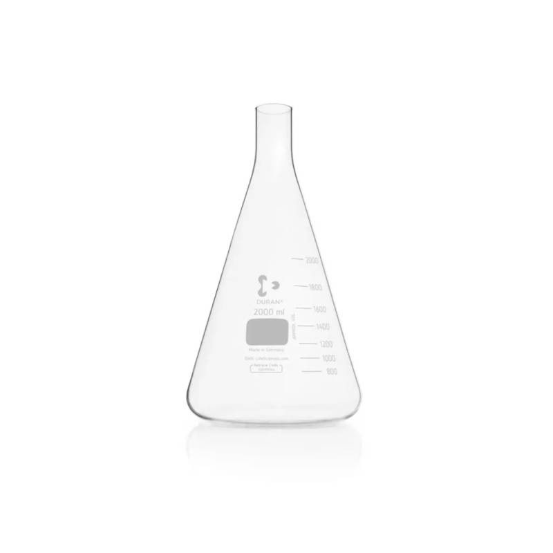 Flacon de culture en verre Duran, col droit, forme Erlenmeyer, 2 L — lot de 10