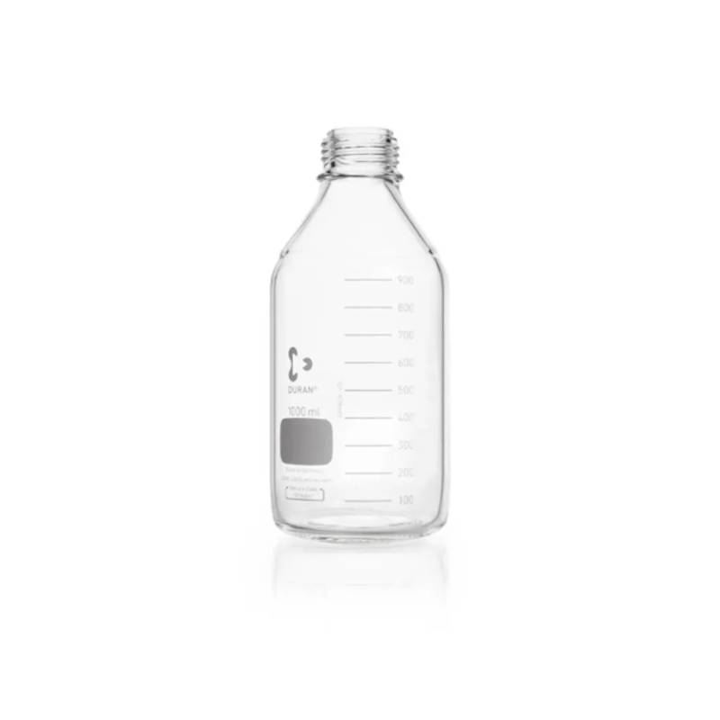 Flacon de laboratoire en verre Duran clair, GL45, sans bouchon, 1 L