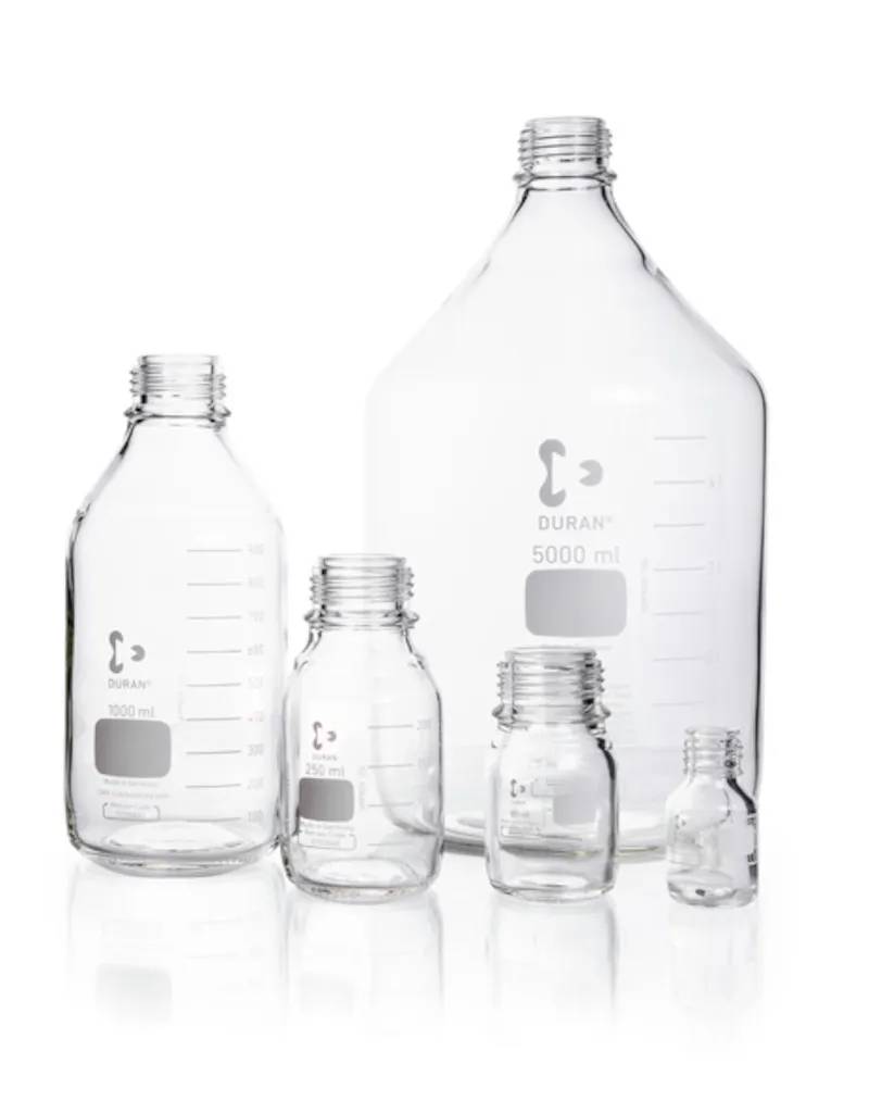 Flacon de laboratoire en verre Duran clair, GL45, sans bouchon, 2 L