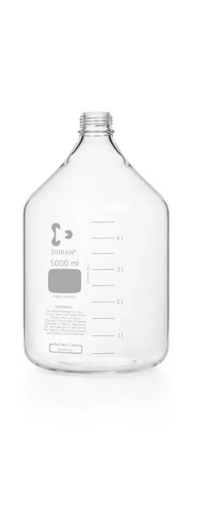 Flacon de laboratoire en verre Duran clair, GL45, sans bouchon, 5 L