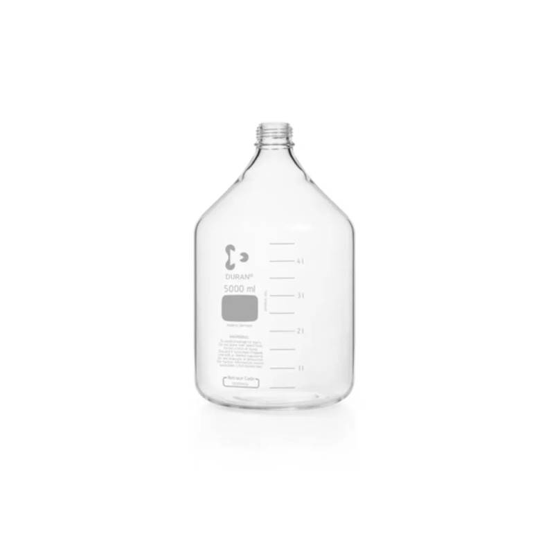 Flacon de laboratoire en verre Duran clair, GL45, sans bouchon, 5 L