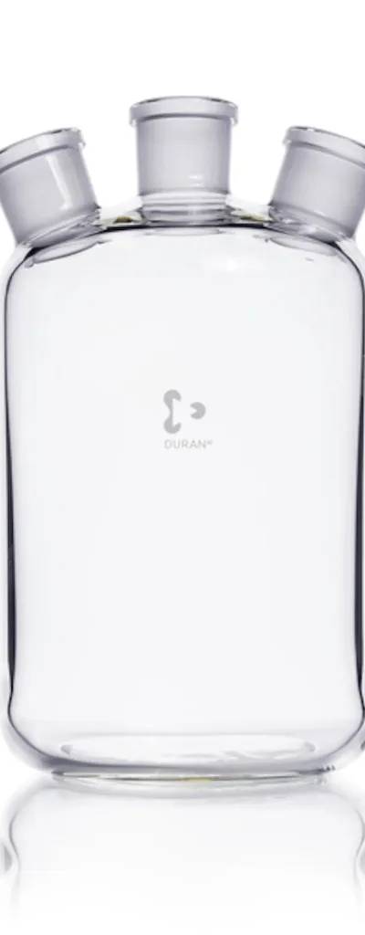 Flacon de Woulff en verre Duran, 3 cols, CN 29/32, 2 L