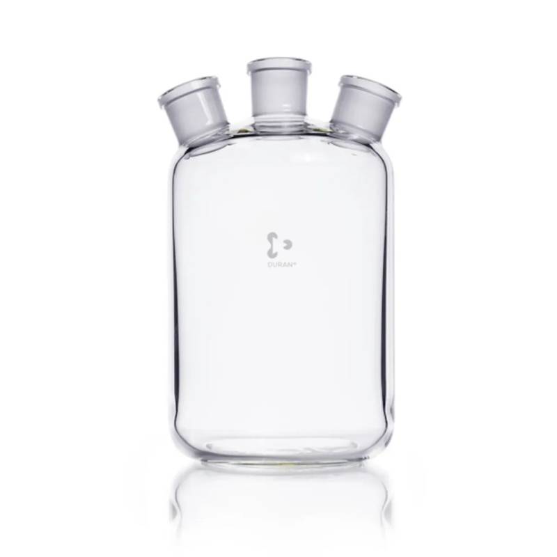 Flacon de Woulff en verre Duran, 3 cols, CN 29/32, 2 L