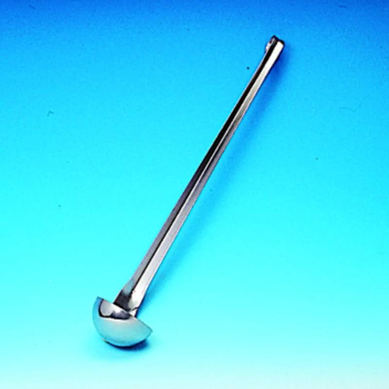 Louche de prélèvement en inox sans bec, manche 450 mm