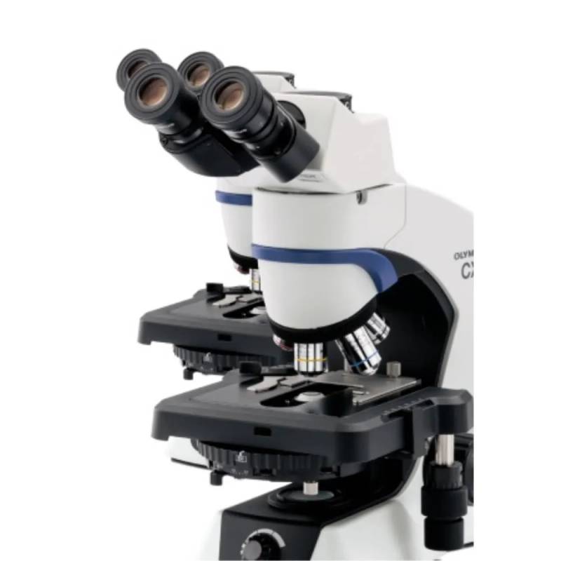 Microscope optique trinoculaire Olympus CX43 — champ clair, contraste de phase et fond noir, objectifs 4x/10x/20x/40x/100x