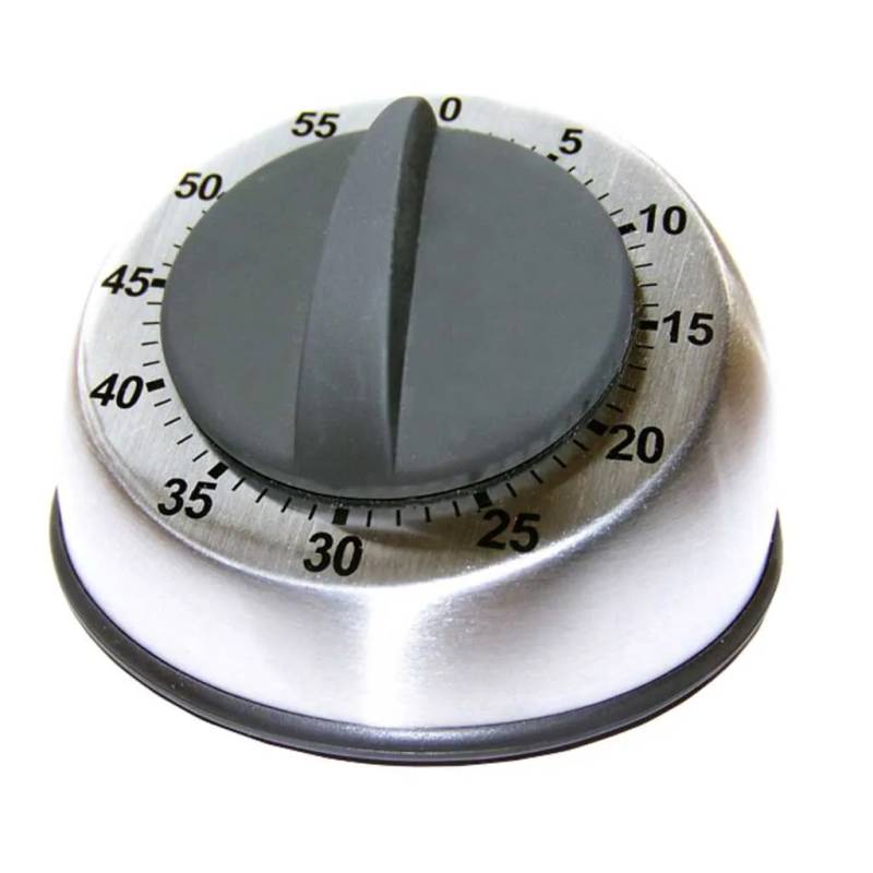 Minuteur mécanique de cuisine en inox, 0-60 min