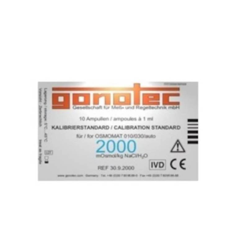 Ampoules d'étalonnage Gonotec 2000 mOsmol/kg (lot de 10 x 1 mL) pour Osmomat