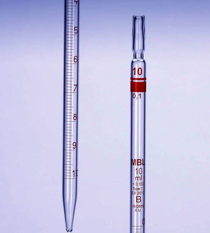 Pipette graduée MBL en verre, type 1, classe B, 2 mL — lot de 5