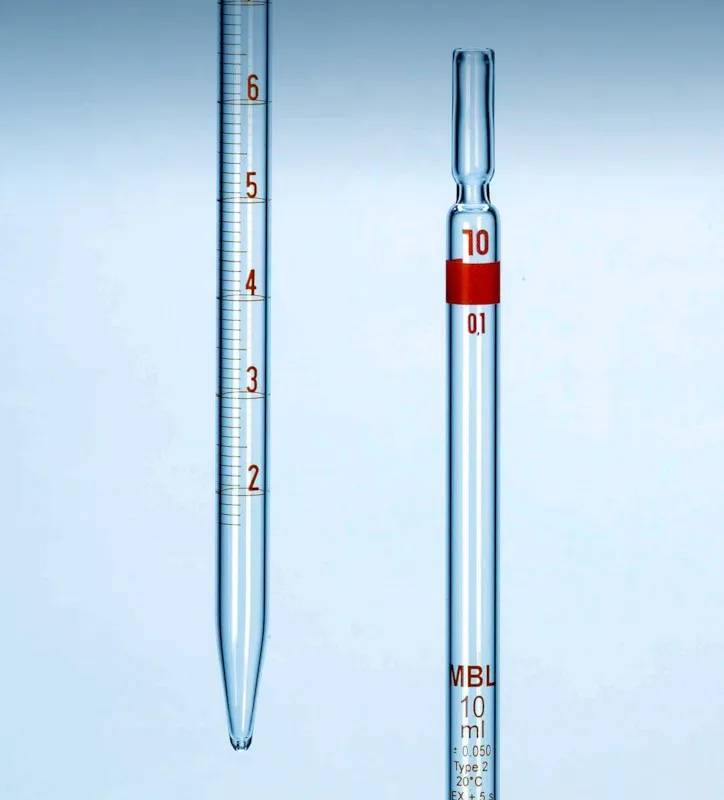 Pipette graduée MBL en verre, type 2, classe AS, 2 mL — lot de 2