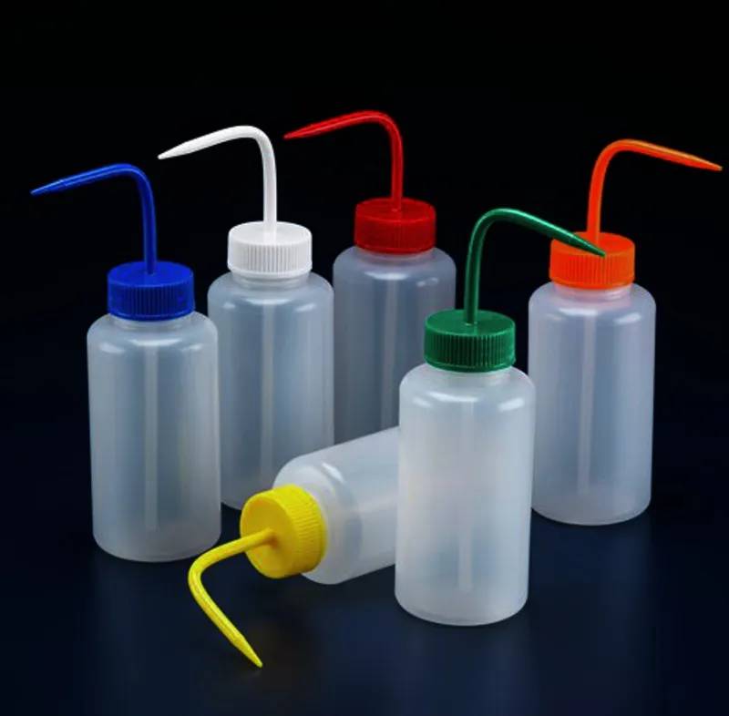 Pissette anti-goutte col large LDPE, bouchon bleu, 500 mL — lot de 5