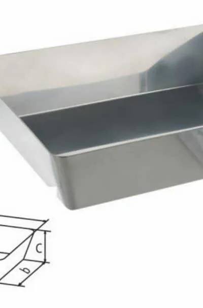 Plateau de laboratoire en inox, coins ronds, 400 x 270 x 80 mm