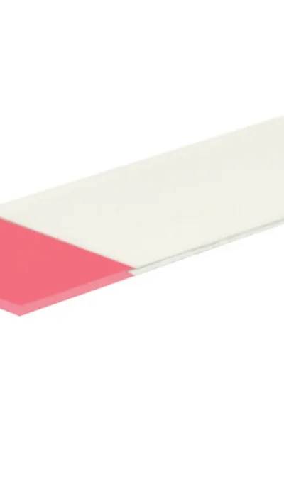 Lames porte-objet en verre sodocalcique, bords bruts, zone dépolie jaune/rose, 76 x 26 mm — lot de 50