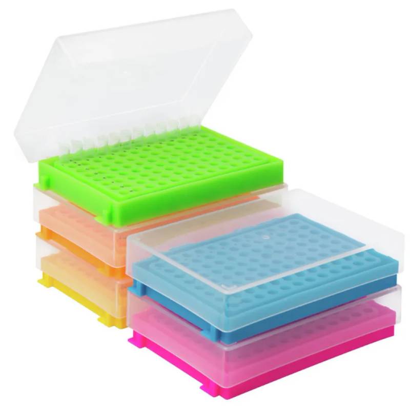 Portoir pour 96 microtubes de 0,2 mL, PP coloré — lot de 5