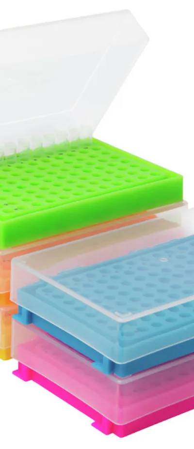 Portoir pour 96 microtubes de 0,2 mL, PP bleu