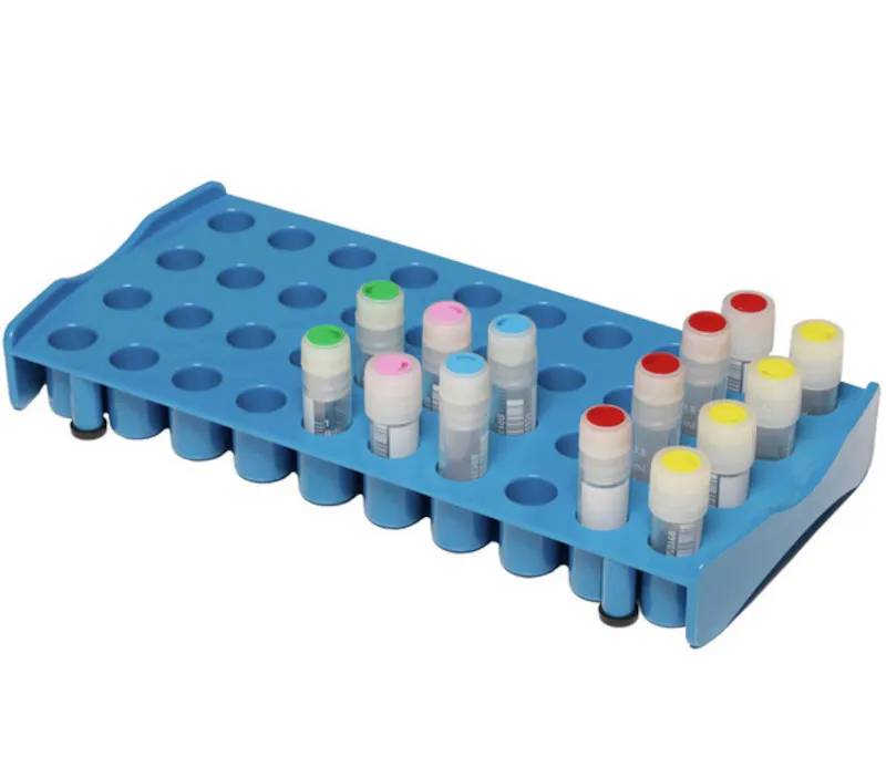 Portoir rouge pour 40 cryotubes, 215 x 100 x 25 mm
