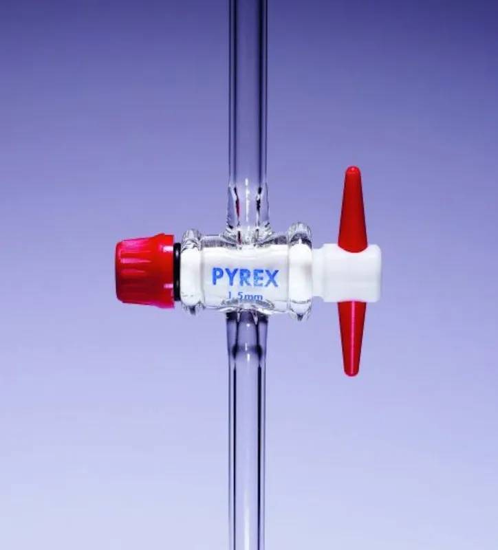 Robinet à clé PTFE, voie droite, 2,5 mm — lot de 5