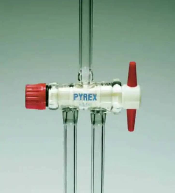 Robinet à clé PTFE, 2 voies, 2,5 mm — lot de 5
