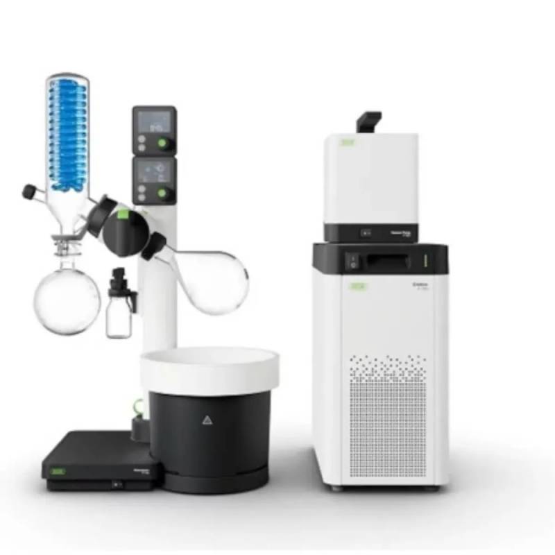 Système Rotavapor R-180 Büchi — colonne 29/32, verrerie verticale, pompe à vide V-180, interface I-180 et refroidisseur V-180