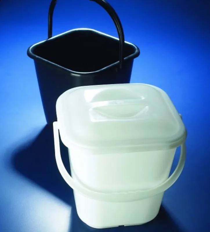 Seau carré en polyéthylène blanc avec anse, 14 L