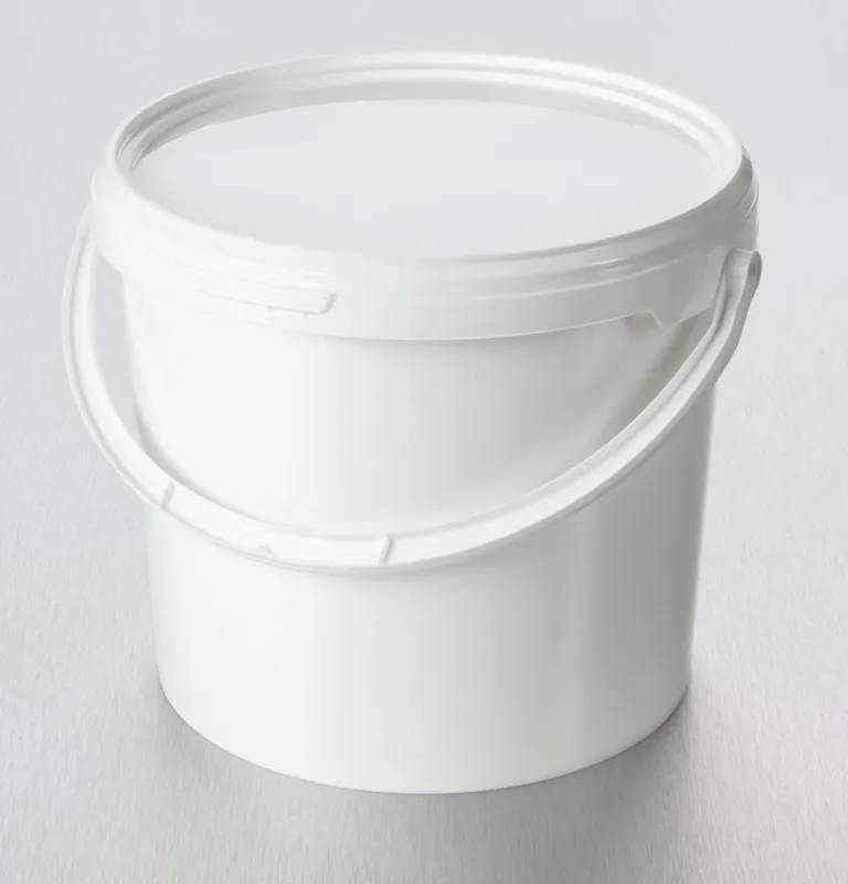 Seau en polypropylène blanc opaque avec couvercle séparé — carton de 45