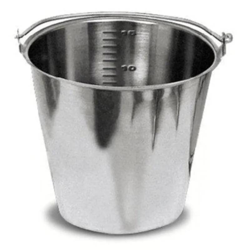 Seau en acier inoxydable AFNOR Z7 CN18.9, gradué au litre, 10 L
