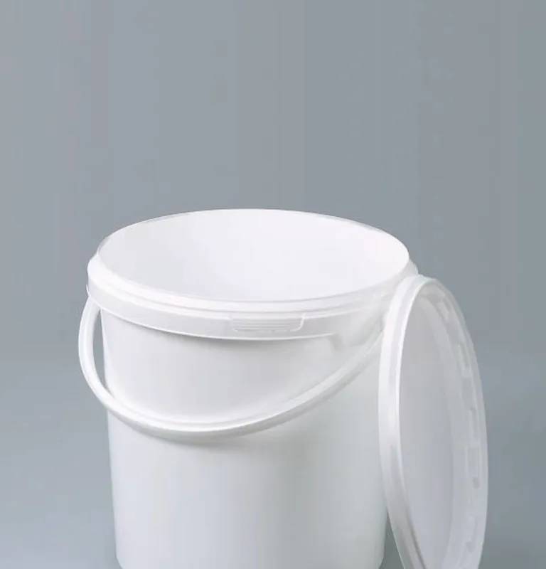 Seau d'emballage en polypropylène blanc opaque avec couvercle, 3 L