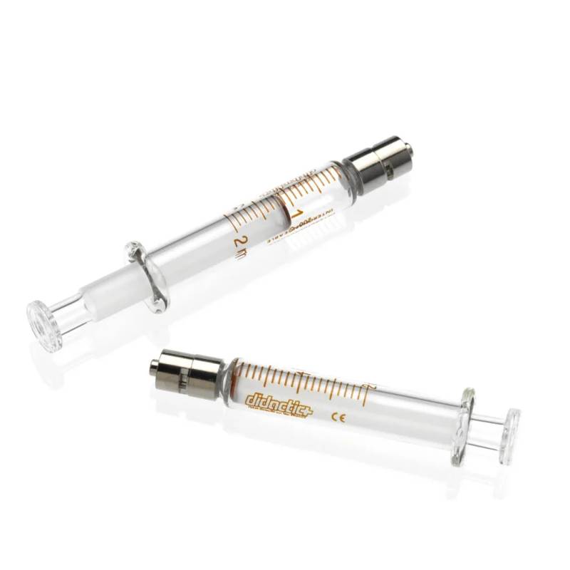 Seringue en verre 2 pièces, 2 mL, embout Luer Lock centré non stérile