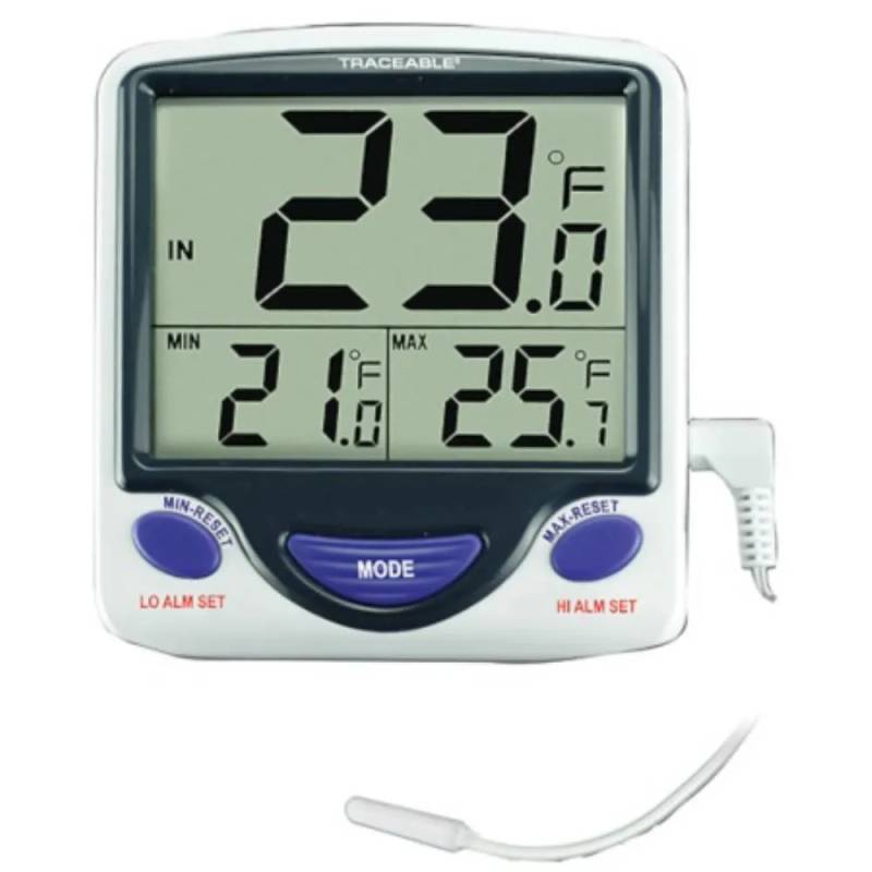 Thermomètre numérique Traceable Jumbo — réfrigérateur/congélateur, sonde filaire, alarme